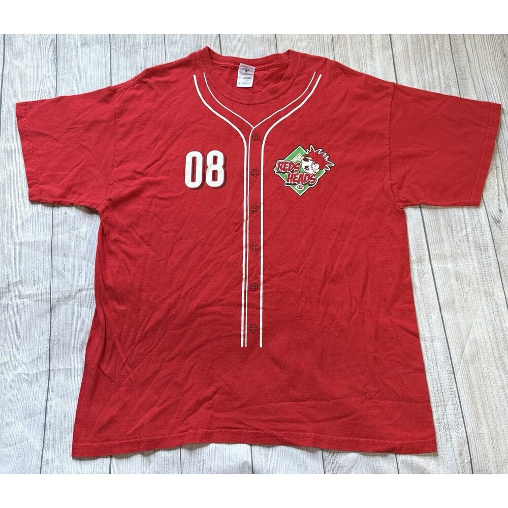 Cincinnati Reds Heads 2008 08 T Shirt Gildan Tag Adult Size XL Clean